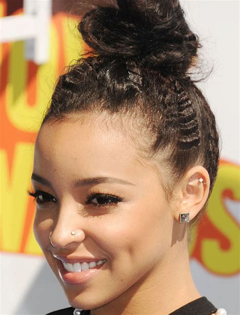 hairstyle with bun|girl with hair bun.